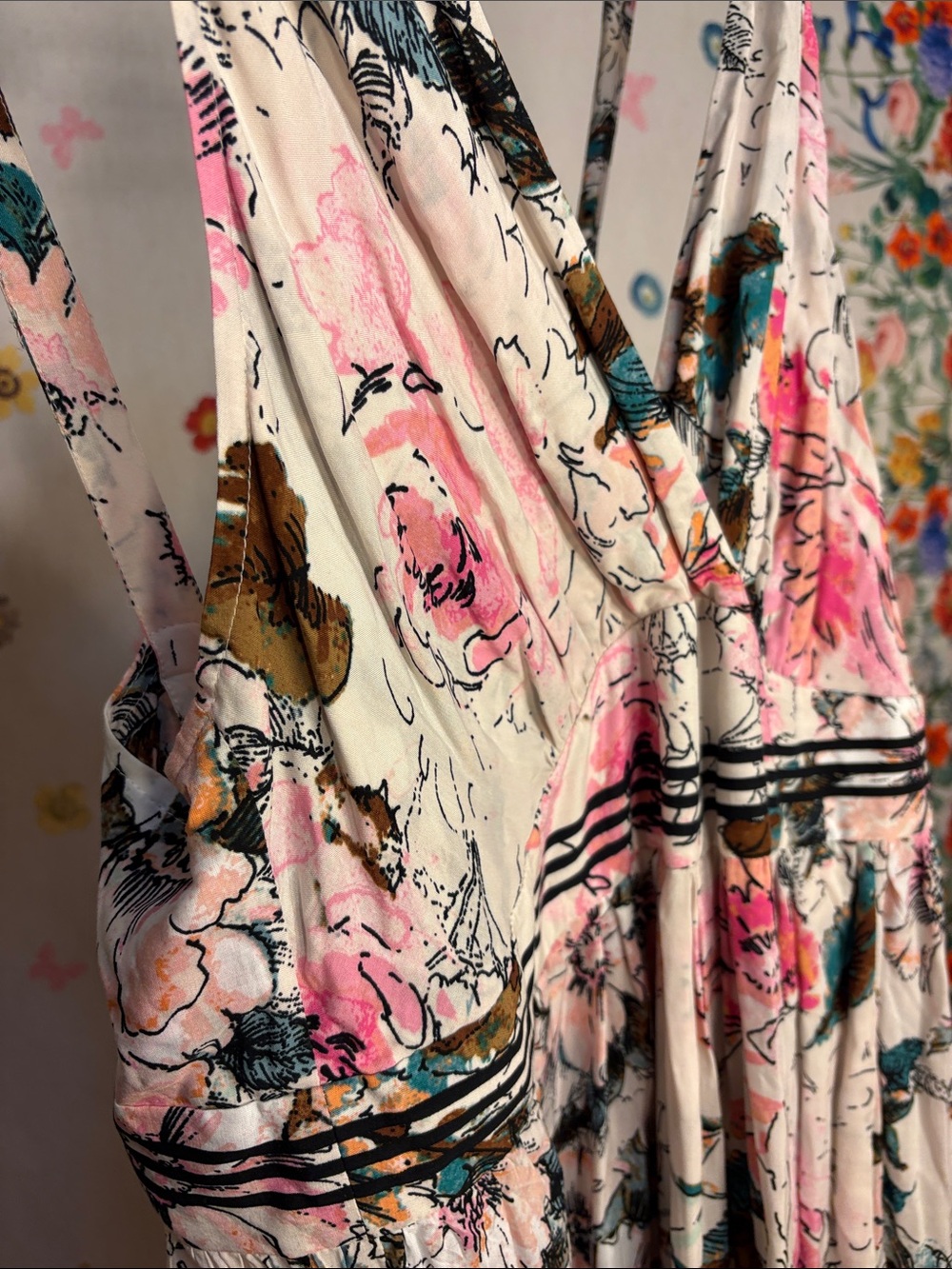 Tracy Reese - Floral Print Dress in Pink, Teal & Black Size 14 - Picture 6 of 11